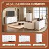 imageWLIVE Farmhouse 6 Drawer Dresser for Bedroom 5307 Wide Wood Dresser Storage Organizer with Double Rustic Handle TV Stand for 60 inch TV Chest of Drawers for Living Room Hallway BrownWhite
