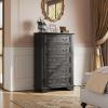 imageWLIVE Farmhouse 6 Drawer Dresser for Bedroom 5307 Wide Wood Dresser Storage Organizer with Double Rustic Handle TV Stand for 60 inch TV Chest of Drawers for Living Room Hallway BrownBlack