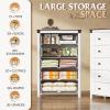 imageWLIVE Farmhouse 6 Drawer Dresser for Bedroom 5307 Wide Wood Dresser Storage Organizer with Double Rustic Handle TV Stand for 60 inch TV Chest of Drawers for Living Room Hallway BrownWhite