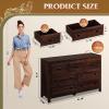 imageWLIVE Farmhouse 6 Drawer Dresser for Bedroom 5307 Wide Wood Dresser Storage Organizer with Double Rustic Handle TV Stand for 60 inch TV Chest of Drawers for Living Room Hallway BrownBrown
