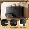 imageWLIVE Farmhouse 6 Drawer Dresser for Bedroom 5307 Wide Wood Dresser Storage Organizer with Double Rustic Handle TV Stand for 60 inch TV Chest of Drawers for Living Room Hallway BrownBlack