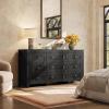 imageWLIVE Farmhouse 6 Drawer Dresser for Bedroom 5307 Wide Wood Dresser Storage Organizer with Double Rustic Handle TV Stand for 60 inch TV Chest of Drawers for Living Room Hallway BrownBlack