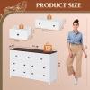 imageWLIVE Farmhouse 6 Drawer Dresser for Bedroom 5307 Wide Wood Dresser Storage Organizer with Double Rustic Handle TV Stand for 60 inch TV Chest of Drawers for Living Room Hallway BrownWhite