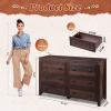 imageWLIVE Farmhouse 6 Drawer Dresser for Bedroom 5307 Wide Wood Dresser Storage Organizer with Double Rustic Handle TV Stand for 60 inch TV Chest of Drawers for Living Room Hallway BrownBrown
