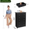 imageWLIVE LED Dresser for Bedroom Tall Wood Dresser with 4 Drawers and Open Shelf Chest of Drawers with Charging Station and LED Lights for Living Room Hallway Closet Rustic BrownBlack