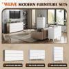 imageWLIVE LED Dresser for Bedroom Tall Wood Dresser with 4 Drawers and Open Shelf Chest of Drawers with Charging Station and LED Lights for Living Room Hallway Closet Rustic BrownGrey Oak