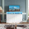 imageWLIVE LED Dresser for Bedroom Tall Wood Dresser with 4 Drawers and Open Shelf Chest of Drawers with Charging Station and LED Lights for Living Room Hallway Closet Rustic BrownWhite