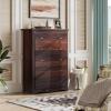 imageWLIVE LED Dresser for Bedroom Tall Wood Dresser with 4 Drawers and Open Shelf Chest of Drawers with Charging Station and LED Lights for Living Room Hallway Closet Rustic BrownBrown