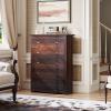 imageWLIVE LED Dresser for Bedroom Tall Wood Dresser with 4 Drawers and Open Shelf Chest of Drawers with Charging Station and LED Lights for Living Room Hallway Closet Rustic BrownBrown