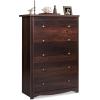imageWLIVE LED Dresser for Bedroom Tall Wood Dresser with 4 Drawers and Open Shelf Chest of Drawers with Charging Station and LED Lights for Living Room Hallway Closet Rustic BrownBrown