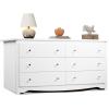 imageWLIVE LED Dresser for Bedroom Tall Wood Dresser with 4 Drawers and Open Shelf Chest of Drawers with Charging Station and LED Lights for Living Room Hallway Closet Rustic BrownWhite