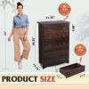 imageWLIVE LED Dresser for Bedroom Tall Wood Dresser with 4 Drawers and Open Shelf Chest of Drawers with Charging Station and LED Lights for Living Room Hallway Closet Rustic BrownBrown