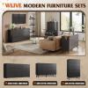 imageWLIVE LED Dresser for Bedroom Tall Wood Dresser with 4 Drawers and Open Shelf Chest of Drawers with Charging Station and LED Lights for Living Room Hallway Closet Rustic BrownBlack