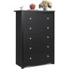 imageWLIVE LED Dresser for Bedroom Tall Wood Dresser with 4 Drawers and Open Shelf Chest of Drawers with Charging Station and LED Lights for Living Room Hallway Closet Rustic BrownBlack