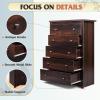 imageWLIVE LED Dresser for Bedroom Tall Wood Dresser with 4 Drawers and Open Shelf Chest of Drawers with Charging Station and LED Lights for Living Room Hallway Closet Rustic BrownBrown