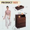 imageWLIVE LED Dresser for Bedroom Tall Wood Dresser with 4 Drawers and Open Shelf Chest of Drawers with Charging Station and LED Lights for Living Room Hallway Closet Rustic BrownBrown