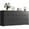 imageWLIVE LED Dresser for Bedroom Tall Wood Dresser with 4 Drawers and Open Shelf Chest of Drawers with Charging Station and LED Lights for Living Room Hallway Closet Rustic BrownBlack