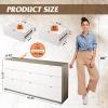 imageWLIVE LED Dresser for Bedroom Tall Wood Dresser with 4 Drawers and Open Shelf Chest of Drawers with Charging Station and LED Lights for Living Room Hallway Closet Rustic BrownGrey Oak
