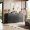 imageWLIVE LED Dresser for Bedroom Tall Wood Dresser with 4 Drawers and Open Shelf Chest of Drawers with Charging Station and LED Lights for Living Room Hallway Closet Rustic BrownBlack