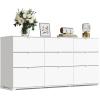 imageWLIVE LED Dresser for Bedroom Tall Wood Dresser with 4 Drawers and Open Shelf Chest of Drawers with Charging Station and LED Lights for Living Room Hallway Closet Rustic BrownWhite