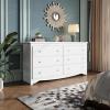 imageWLIVE LED Dresser for Bedroom Tall Wood Dresser with 4 Drawers and Open Shelf Chest of Drawers with Charging Station and LED Lights for Living Room Hallway Closet Rustic BrownWhite