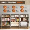 imageWLIVE LED Dresser for Bedroom Tall Wood Dresser with 4 Drawers and Open Shelf Chest of Drawers with Charging Station and LED Lights for Living Room Hallway Closet Rustic BrownGrey Oak