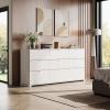 imageWLIVE LED Dresser for Bedroom Tall Wood Dresser with 4 Drawers and Open Shelf Chest of Drawers with Charging Station and LED Lights for Living Room Hallway Closet Rustic BrownWhite