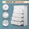 imageWLIVE LED Dresser for Bedroom Tall Wood Dresser with 4 Drawers and Open Shelf Chest of Drawers with Charging Station and LED Lights for Living Room Hallway Closet Rustic BrownWhite