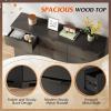 imageWLIVE LED Dresser for Bedroom Tall Wood Dresser with 4 Drawers and Open Shelf Chest of Drawers with Charging Station and LED Lights for Living Room Hallway Closet Rustic BrownBlack