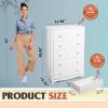imageWLIVE LED Dresser for Bedroom Tall Wood Dresser with 4 Drawers and Open Shelf Chest of Drawers with Charging Station and LED Lights for Living Room Hallway Closet Rustic BrownWhite