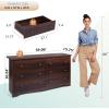 imageWLIVE LED Dresser for Bedroom Tall Wood Dresser with 4 Drawers and Open Shelf Chest of Drawers with Charging Station and LED Lights for Living Room Hallway Closet Rustic BrownBrown