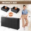 imageWLIVE LED Dresser for Bedroom Tall Wood Dresser with 4 Drawers and Open Shelf Chest of Drawers with Charging Station and LED Lights for Living Room Hallway Closet Rustic BrownBlack