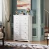 imageWLIVE LED Dresser for Bedroom Tall Wood Dresser with 4 Drawers and Open Shelf Chest of Drawers with Charging Station and LED Lights for Living Room Hallway Closet Rustic BrownWhite