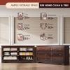 imageWLIVE LED Dresser for Bedroom Tall Wood Dresser with 4 Drawers and Open Shelf Chest of Drawers with Charging Station and LED Lights for Living Room Hallway Closet Rustic BrownBrown