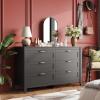 imageWLIVE White Wood Dresser for Bedroom with 4 Drawers Tall Chest of Drawers with Sturdy Metal Frame for Living Room Hallway ClosetBlack