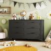 imageWLIVE White Wood Dresser for Bedroom with 4 Drawers Tall Chest of Drawers with Sturdy Metal Frame for Living Room Hallway ClosetBlack