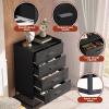 imageWLIVE White Wood Dresser for Bedroom with 4 Drawers Tall Chest of Drawers with Sturdy Metal Frame for Living Room Hallway ClosetBlack