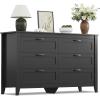 imageWLIVE White Wood Dresser for Bedroom with 4 Drawers Tall Chest of Drawers with Sturdy Metal Frame for Living Room Hallway ClosetBlack