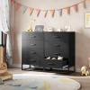 imageWLIVE White Wood Dresser for Bedroom with 4 Drawers Tall Chest of Drawers with Sturdy Metal Frame for Living Room Hallway ClosetBlack