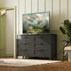 imageWLIVE White Wood Dresser for Bedroom with 4 Drawers Tall Chest of Drawers with Sturdy Metal Frame for Living Room Hallway ClosetBlack