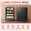 imageWLIVE White Wood Dresser for Bedroom with 4 Drawers Tall Chest of Drawers with Sturdy Metal Frame for Living Room Hallway ClosetBlack