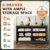 imageWLIVE White Wood Dresser for Bedroom with 4 Drawers Tall Chest of Drawers with Sturdy Metal Frame for Living Room Hallway ClosetBlack