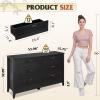 imageWLIVE White Wood Dresser for Bedroom with 4 Drawers Tall Chest of Drawers with Sturdy Metal Frame for Living Room Hallway ClosetBlack