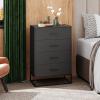 imageWLIVE White Wood Dresser for Bedroom with 4 Drawers Tall Chest of Drawers with Sturdy Metal Frame for Living Room Hallway ClosetBlack