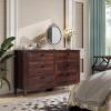 imageWLIVE White Wood Dresser for Bedroom with 4 Drawers Tall Chest of Drawers with Sturdy Metal Frame for Living Room Hallway ClosetBrown