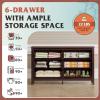 imageWLIVE White Wood Dresser for Bedroom with 4 Drawers Tall Chest of Drawers with Sturdy Metal Frame for Living Room Hallway ClosetBrown