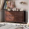 imageWLIVE White Wood Dresser for Bedroom with 4 Drawers Tall Chest of Drawers with Sturdy Metal Frame for Living Room Hallway ClosetBrown