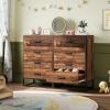 imageWLIVE White Wood Dresser for Bedroom with 4 Drawers Tall Chest of Drawers with Sturdy Metal Frame for Living Room Hallway ClosetBrown Oak