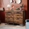 imageWLIVE White Wood Dresser for Bedroom with 4 Drawers Tall Chest of Drawers with Sturdy Metal Frame for Living Room Hallway ClosetBrown Oak