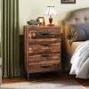 imageWLIVE White Wood Dresser for Bedroom with 4 Drawers Tall Chest of Drawers with Sturdy Metal Frame for Living Room Hallway ClosetBrown Oak